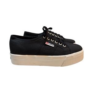 Superga 2790 Acotw Black Canvas Platform Sneakers –‎ Size 10 (EU 41.5)